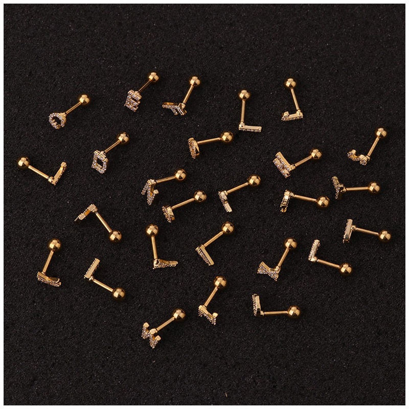 Hàng Mới Về 1 Khuyên Tai Thép Không Gỉ Hình 26 Chữ Cái Tiếng Anh Cá Tính