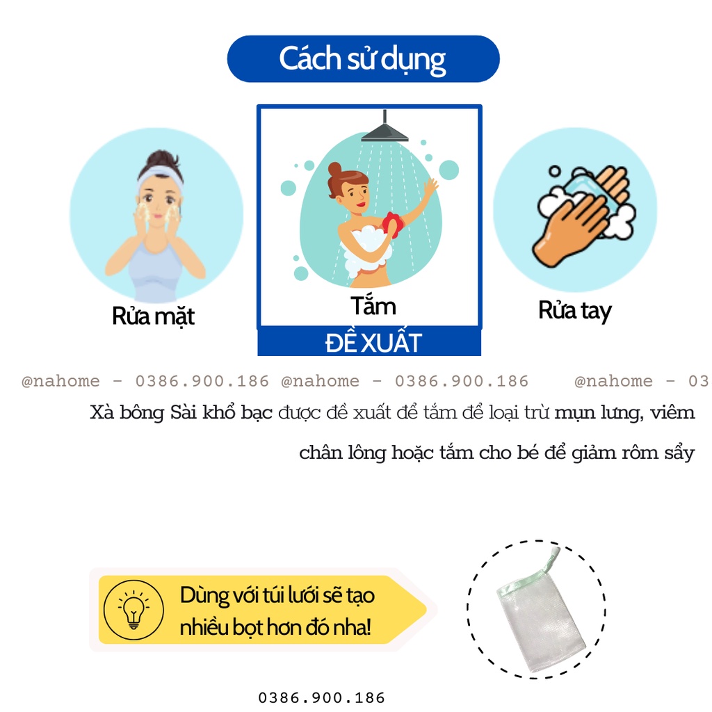 Bohonbepxanh Xà Phòng Sài Khổ Bạc 120gr -  Xà bông Bồ Hòn Bếp Xanh thiên nhiên Arislaro