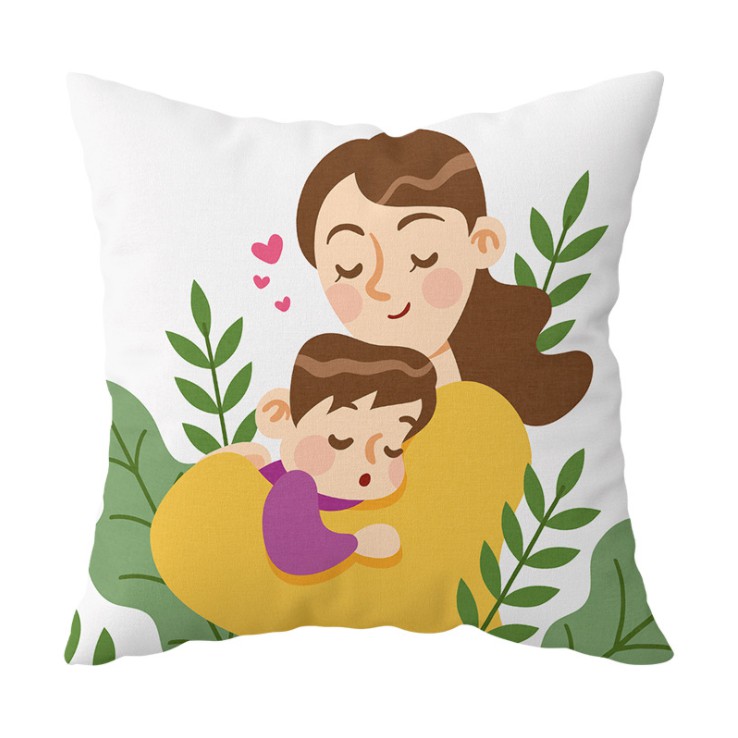 Gối vuông tựa lưng sofa, đầu giường họa tiết cute LOVE MUM ý nghĩa