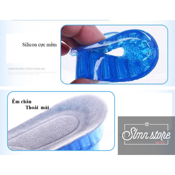 Bộ 4 miếng lót đế giày tăng chiều cao silicon siêu êm ái, giày đế cao, giày độn gót. SLMN_LOTGIAY_silicone_xanh