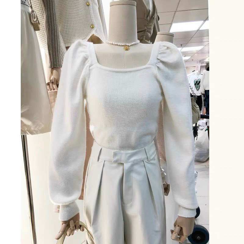 áo len tăm cổ vuông tay bồng,chất len tăm dày dặn siêu đẹp ạ | BigBuy360 - bigbuy360.vn