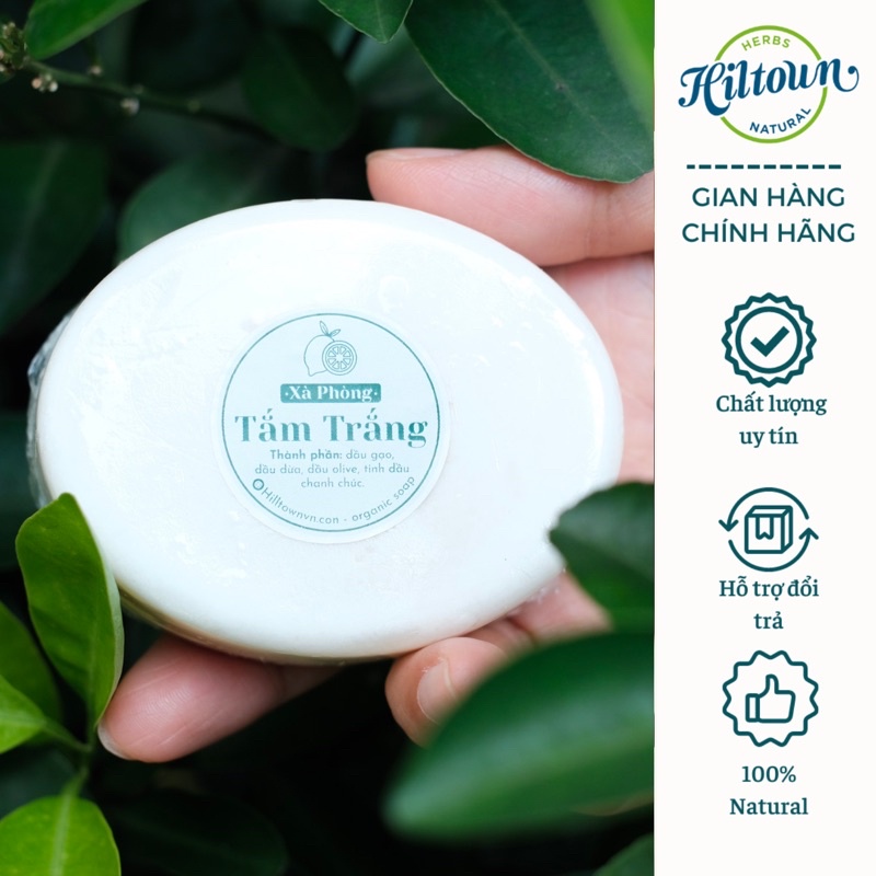 Xà phòng tắm trắng da dầu gạo tinh dầu chanh chúc Hiltown giúp trắng da, trọng lượng 100g, hạn sử dụng 12 tháng