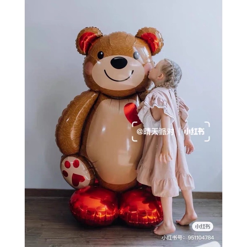 Bong Bóng Lá Nhôm Hình Chú Gấu 3D Đáng Yêu