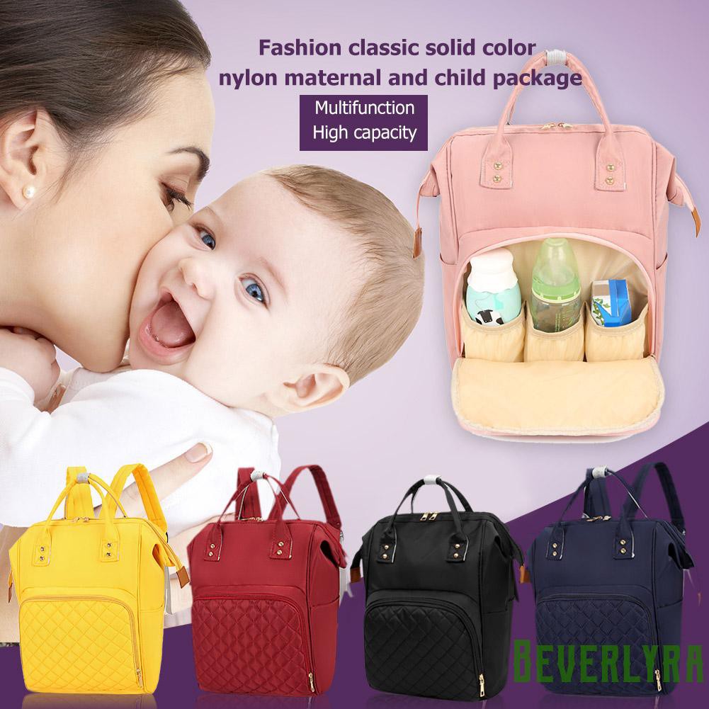 【Low Price】Pure Color Mommy Travel Backpacks Big Nylon Maternity Nappy Top-handle Bags