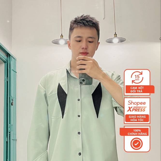 Áo Sơ Mi Tai Thỏ Xanh Mint Thiết Kế