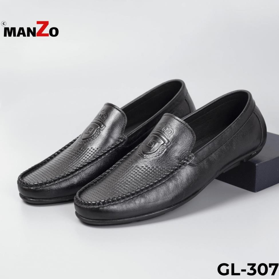 [DA THẬT] Giày lười công sở cao cấp da bò cao cấp màu đen - Manzo GL-307