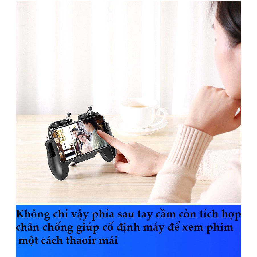 [Nhập TOYMAR Giảm 10%] Tay cầm chơi game H5 tích hợp nút nhấn, chơi PUBG, ROS, Freefire có quạt tản nhiệt.