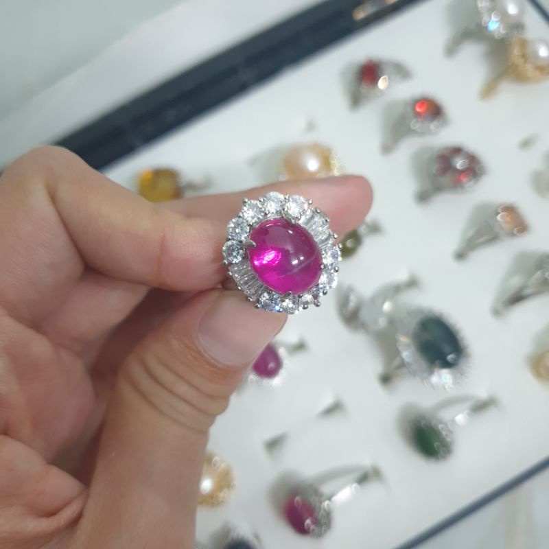 Combo nhẫn mặt trăng + nhẫn pha lê hồng + nhẫn ngọc thủy tảo + khánh treo oto