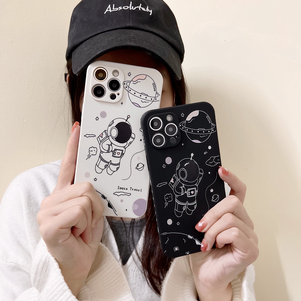 Ốp Điện Thoại Silicone Mềm Họa Tiết Phi Hành Gia Cho iPhone 14 13 12 11 Pro Max Mini XS XR X 8 7 6 6S Plus + SE 2020