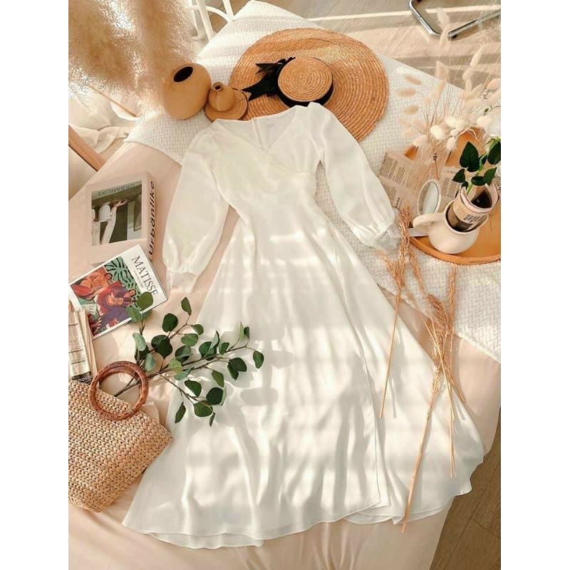 VÁY TRẮNG TAY PHỒNG DÁNG DÀI VÁY CÔ DÂU NHẸ NHÀNG | BigBuy360 - bigbuy360.vn