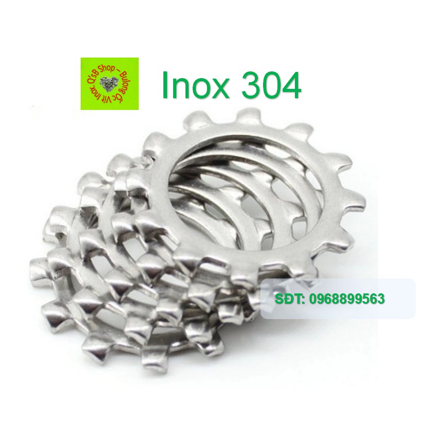 Long đen răng cưa inox 304, vòng đệm vành ngoài răng cưa inox 304, long đen vành răng cưa inox, DIN 6797 A, inox 304