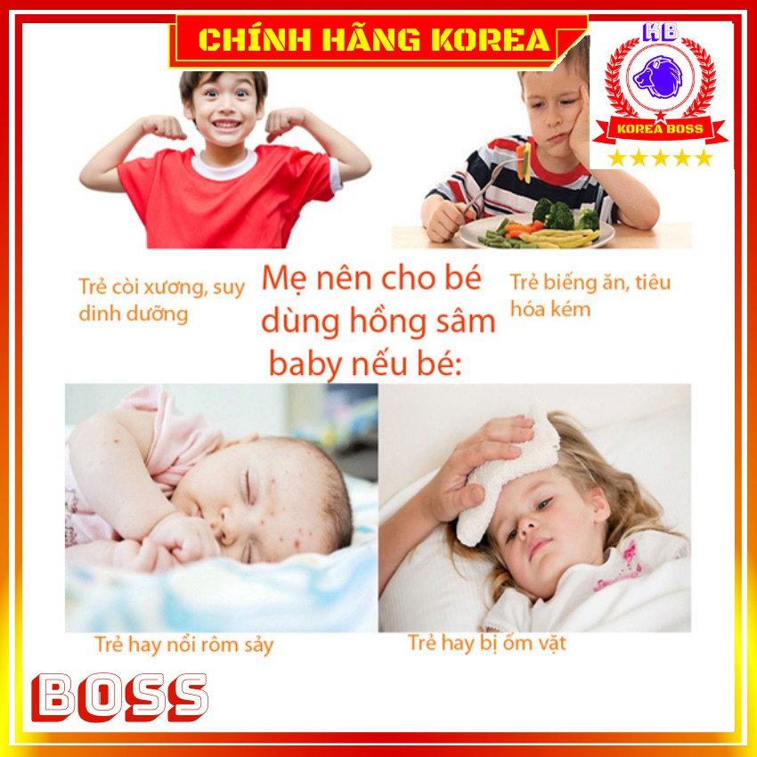 Hồng Sâm Hàn Quốc Cho Bé, Hộp 30 gói - Nước Hồng Sâm Trẻ Em Hongki Chính Hãng - Korea Boss