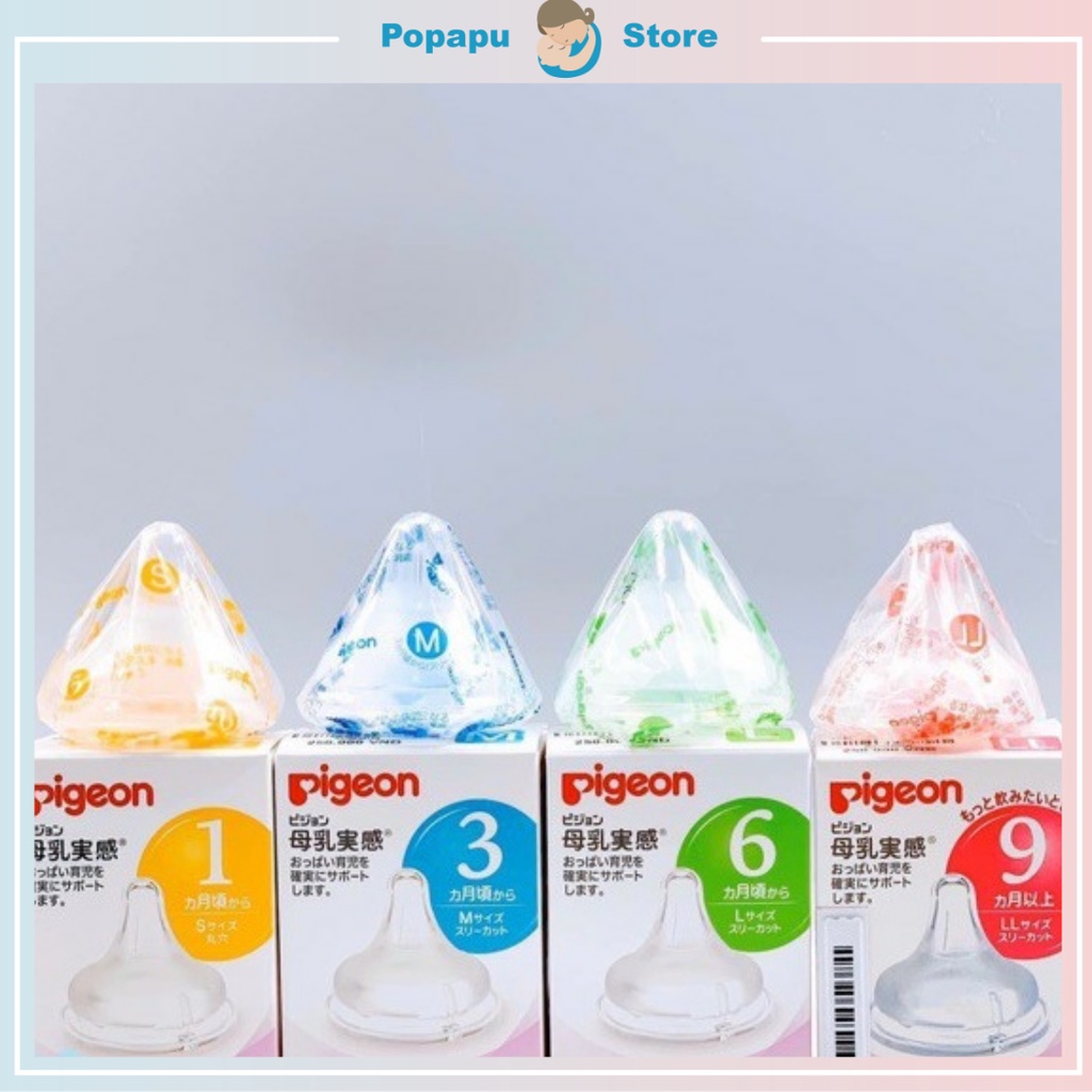 Núm ti nội địa Nhật chính hãng Pigeon cho bình cổ rộng đủ size S M L LL