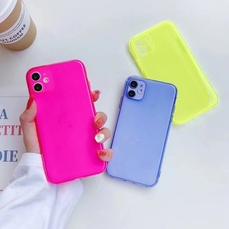 Ốp điện thoại TPU mềm màu dạ quang cho Iphone 12 11 Pro Max 7 8 Plus Xr X Xs Max