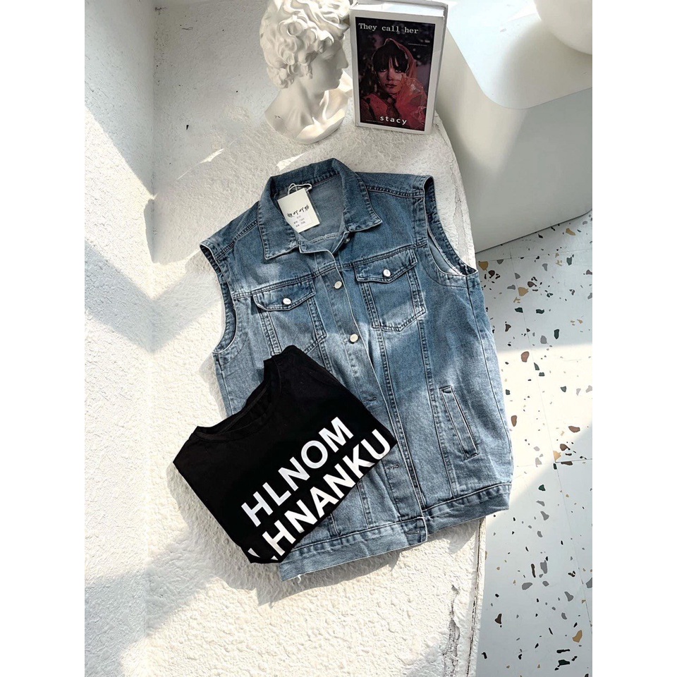 set áo phông + áo khoác bò cá tính 2022