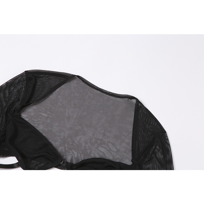 Áo Sơ Mi Tay Dài Kẻ Sọc Phối Lưới Cài Khóa Thiết Kế Quyến Rũ Cho Nữ