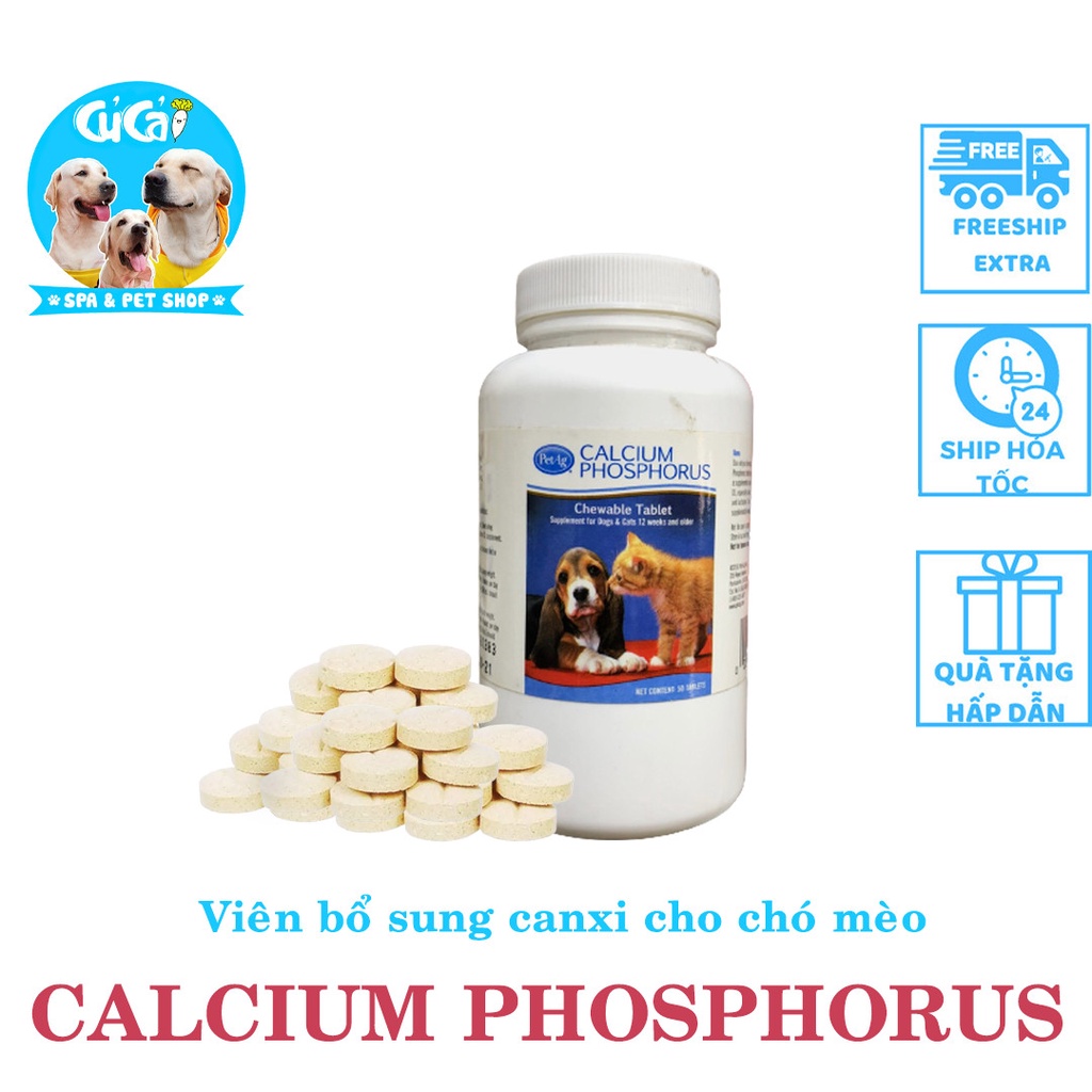Viên canxi cho chó mèo Calcium Phosphorus giúp bổ xương khớp, viên cung cấp canxi chó mèo Củ Cải Pet Shop