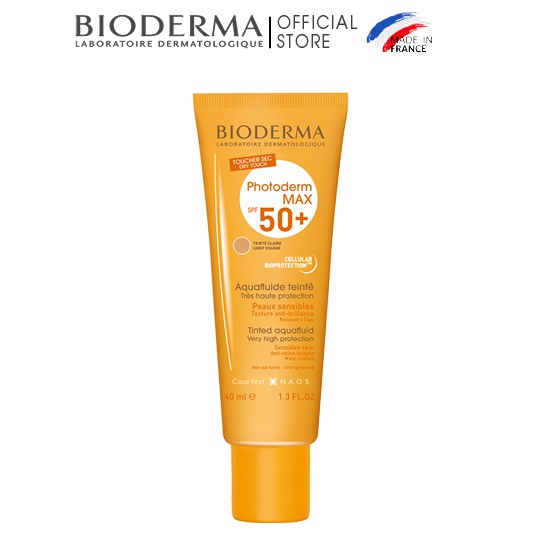 Kem chống nắng giảm bóng nhờn cho mọi loại da Bioderma Photoderm MAX Aquafluide SPF 50+-40ml (Màu da Tự Nhiên)