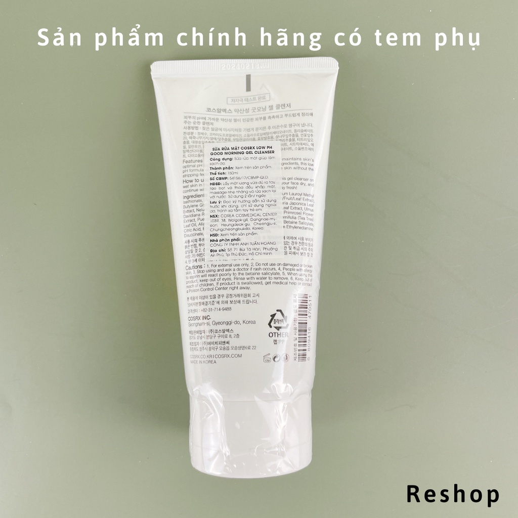 Sữa Rửa Mặt Dịu Nhẹ Cosrx Low Ph Good Morning Gel Cleanser 150ml