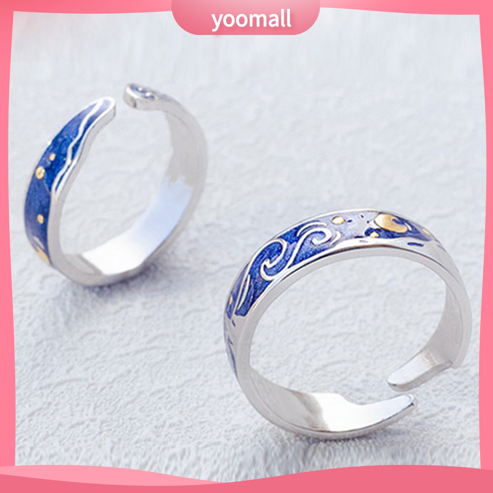 Yomall♡ Nhẫn Hở Hình Mặt Trăng Tráng Men Thời Trang Cho Nam Nữ