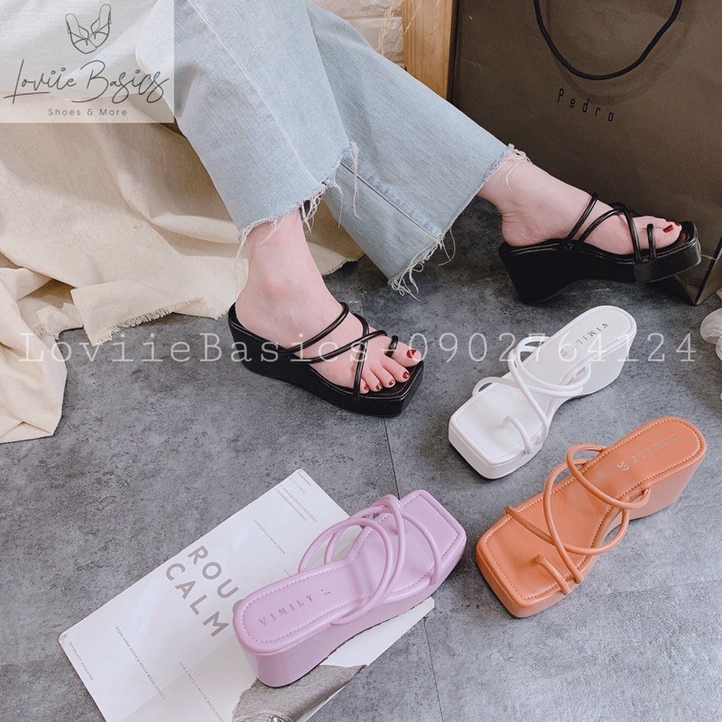 LOVIIE BASICS - DÉP XUỒNG ĐẾ XUỒNG 7P XỎ NGÓN - DÉP ĐẾ XUỒNG NỮ  -DÉP NỮ THỜI TRANG ĐẾ XUỒNG 7CM - DÉP XỎ NGÓN - D200818