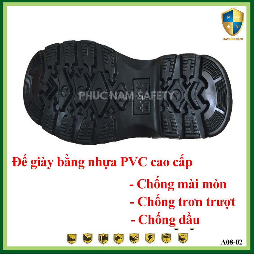 Giày bảo hộ lao động ABC BH08-3. Giày chống đinh chống dập ngón, Bảo hộ lao động Phúc Nam