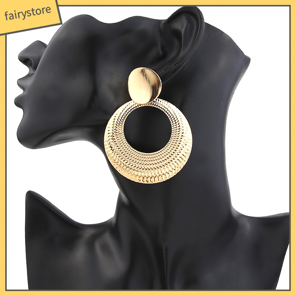 Bông tai mặt tròn dáng dài thiết kế độc đáo hợp thời trang