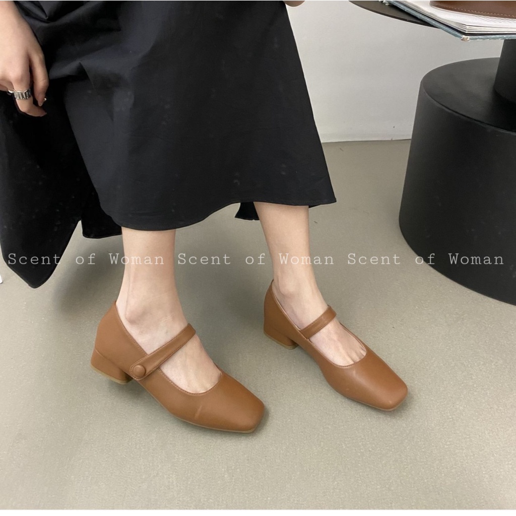 Bệt nữ mũi vuông phối quai ngang kiểu dáng Hàn Quốc