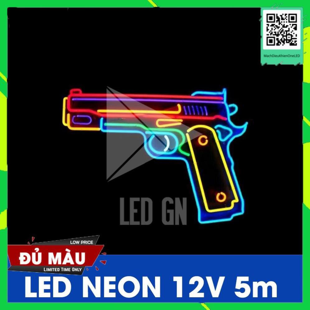 LED Dây Neon Dẻo 12V 5m - Đủ 8 Màu