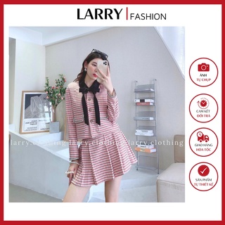 Set Áo Vest S390 Chân Váy Thiết Kế 2 Lớp Chất Liệu Vải Dạ Tweed
