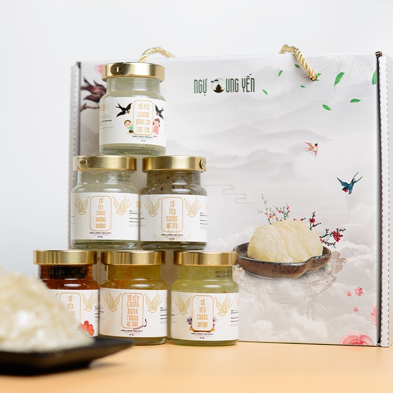Set yến sào 6 hũ - Tổ yến chưng nguyên chất không đường - Yến sào Ngự Cung Yến
