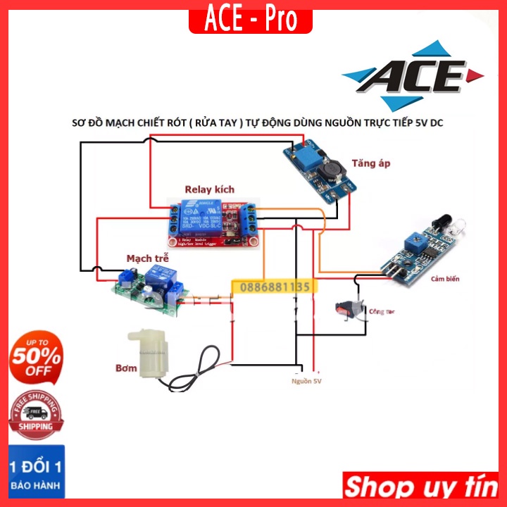 Combo Tự Làm Máy Rót Nước Tự Động 5V V1 .