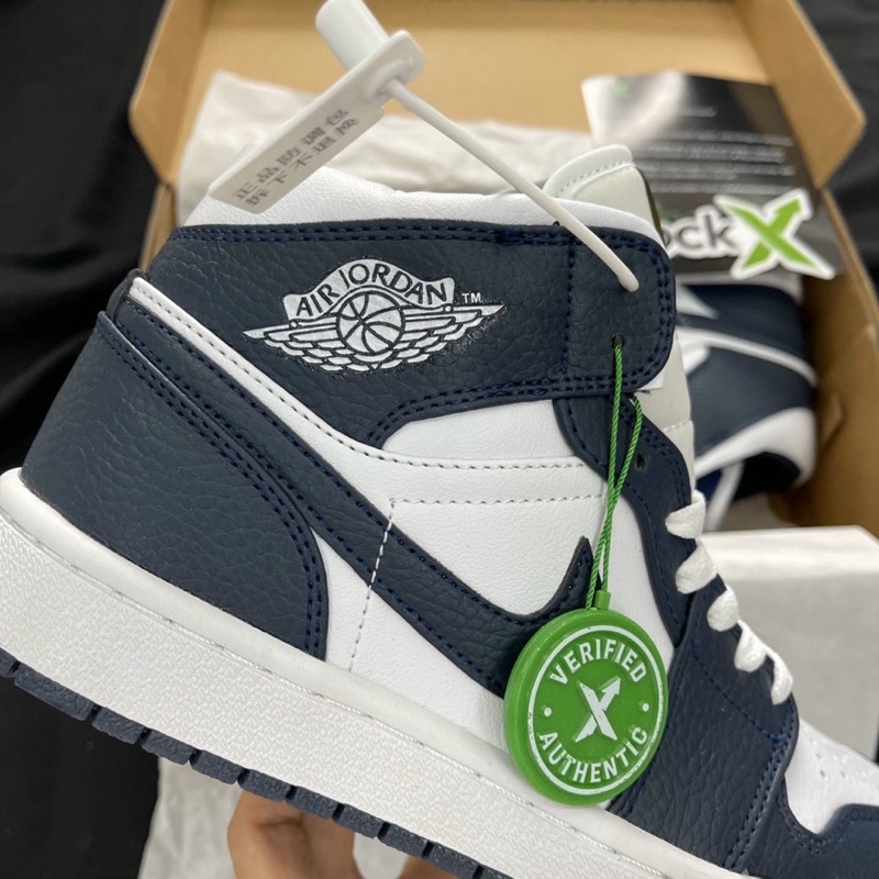 Giày thể thao jd 1 xanh navy cao cổ SNEAKER 4M, Giày thể thao JD xanh than cổ cao nam nữ