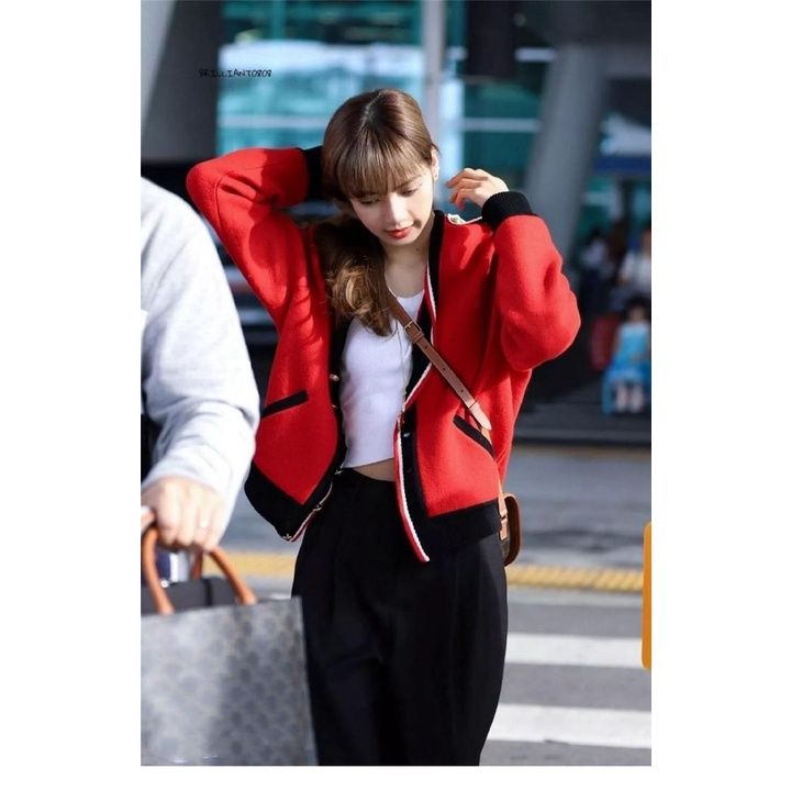 Áo khoác cardigan dệt kim dáng rộng phong cách Hàn Quốc cổ điển cho nữ