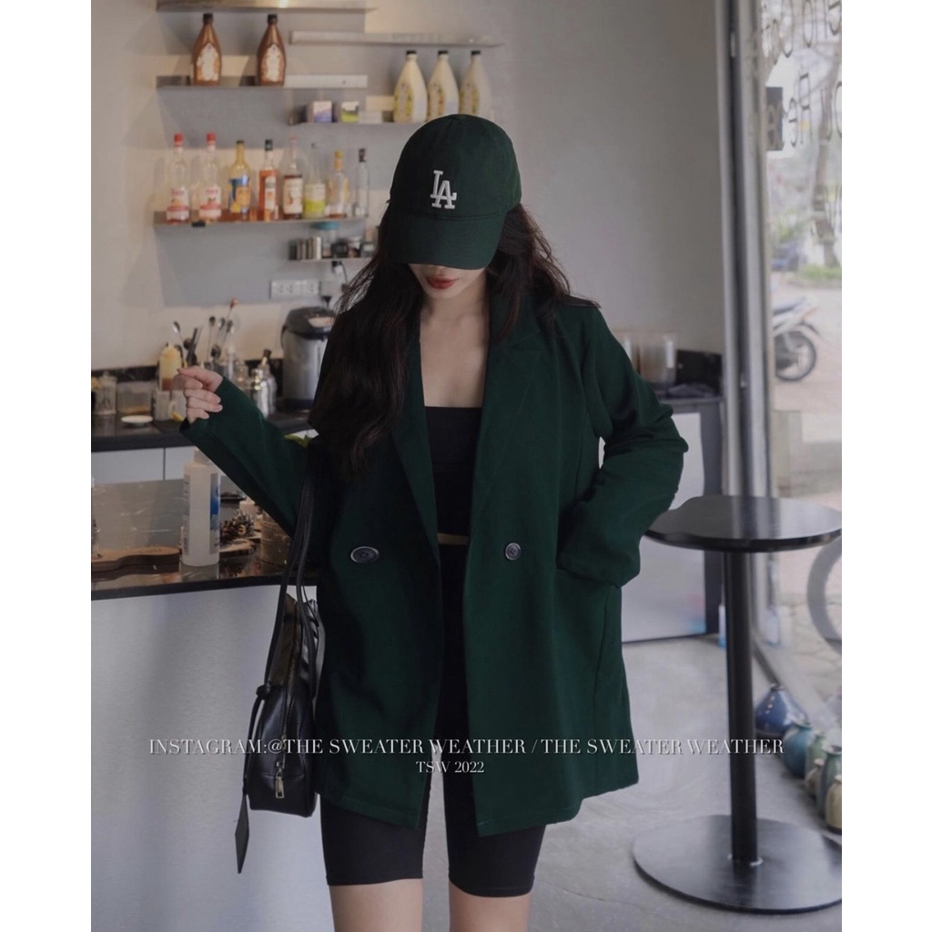 Áo khoác blazer dáng dài 2 cúc form rộng ulzzang - Áo vest trơn 1 lớp dáng rộng