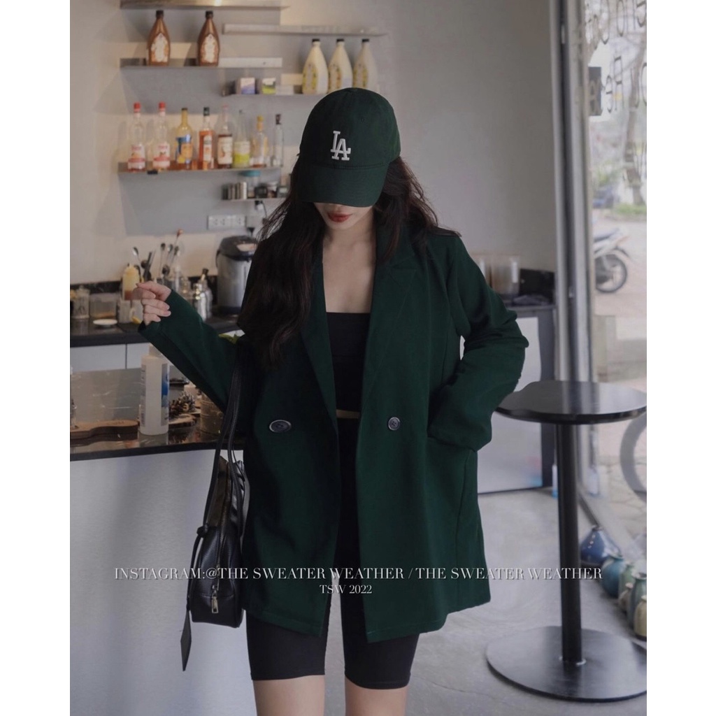 [Sẵn] Áo khoác blazer dáng dài 2 cúc form rộng ulzzang - Áo vest trơn 1 lớp dáng rộng