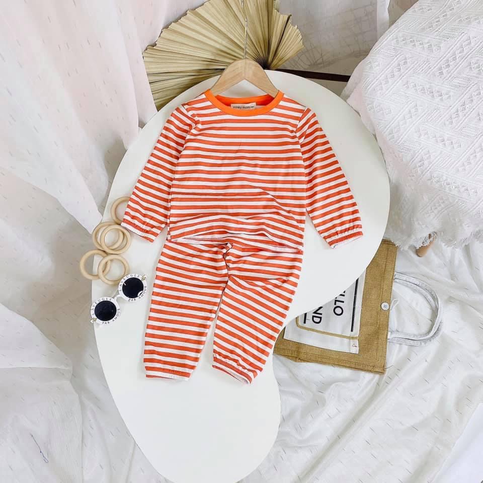 Bộ Cotton Dài Tay Cho Bé  Bộ Thu Đông Dài Tay Minky Mom SỌC Cho Bé Trai Bé Gái