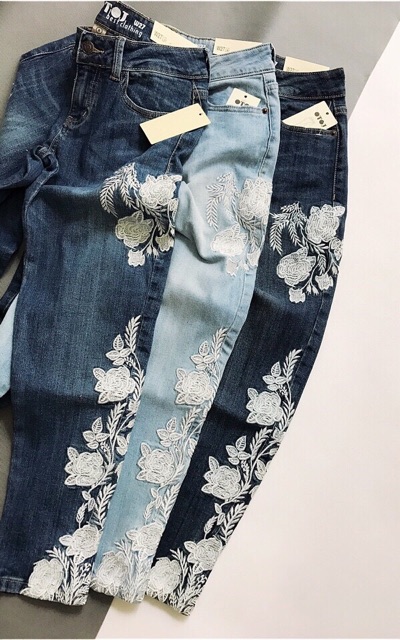 jeans xuất khẩu thiêu hoa