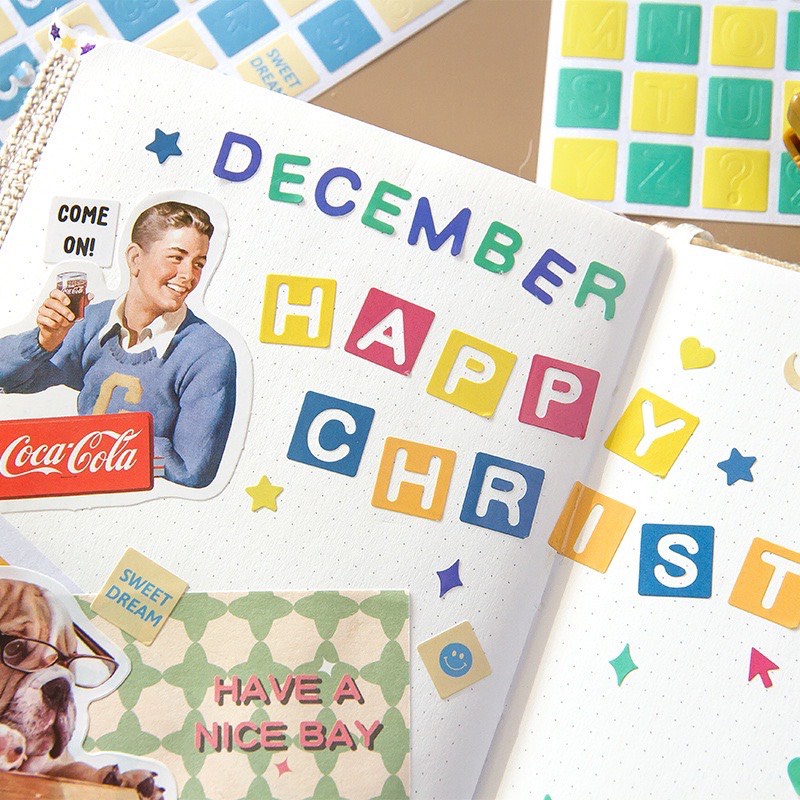 Bộ 4 Tấm Sticker Dán Hình Bảng Chữ Cái Nhiều Màu Sắc - Hidari shop