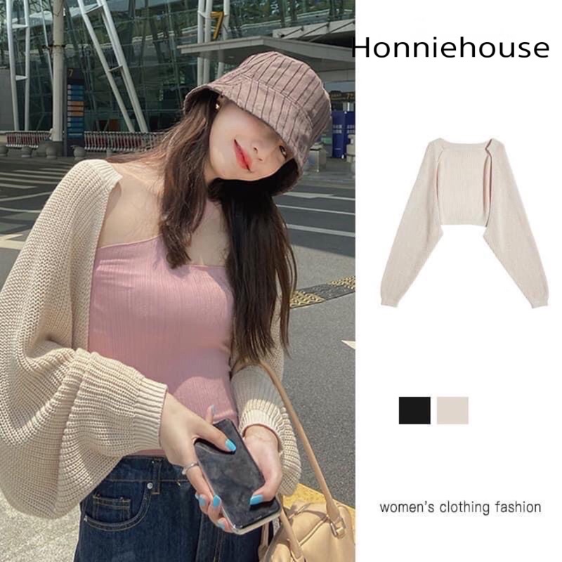 Áo cardigan mỏng nữ, khoác len Cadigan Nữ Mùa Thu Tay Cánh Rơi, Dáng Lửng croptop