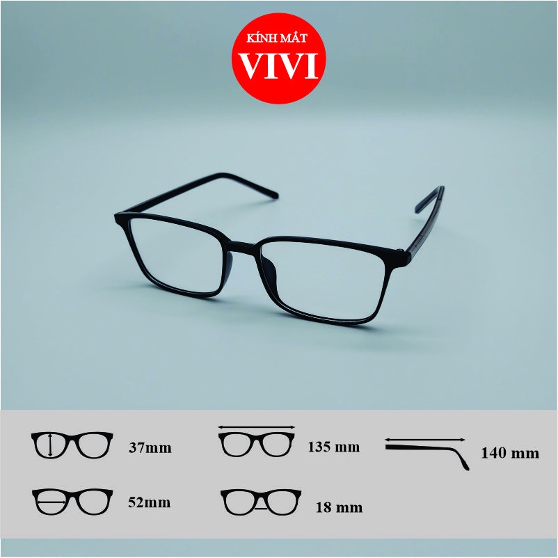Gọng kính thời trang nam nữ hàn quốc V7845 chất liệu nhựa cốt kim loại siêu bền dáng vuông cơ bản dễ đeo