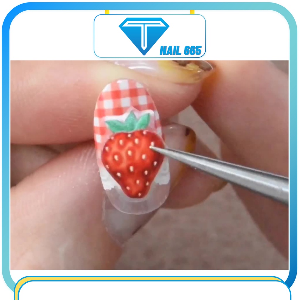 Sticker dán móng tay , Sticker nail trang trí mong nail hình hoa quả dâu tây