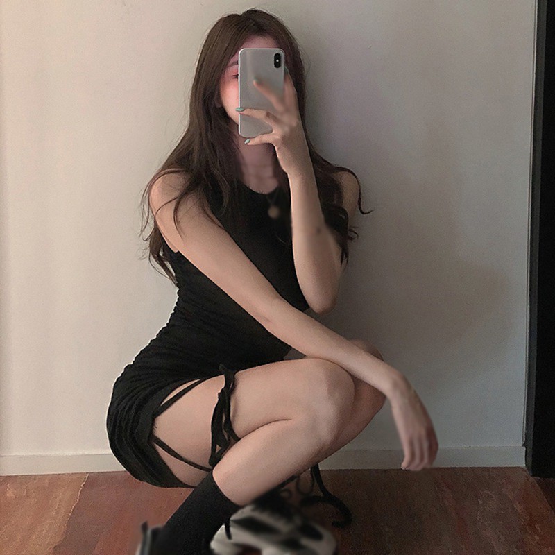 Đầm Không Tay Màu Sắc Đơn Giản Thời Trang Mùa Hè Phong Cách Hàn Quốc Cho Nữ