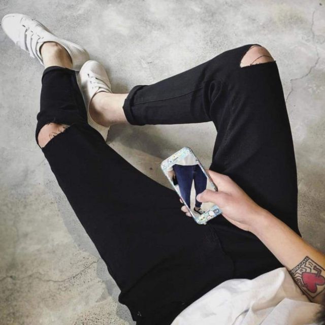 [Mã SKAMA06 giảm 8% tối đa 50K đơn 250K] QUẦN SKINNY JEAN RÁCH GỐI ĐEN - RIPPED JEAN UNISEX | BigBuy360 - bigbuy360.vn