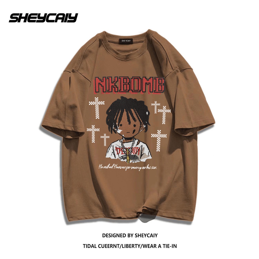 Áo thun MMIOT cotton tay ngắn in họa tiết thánh giá phong cách hip hop thời trang mùa hè chất lượng cao