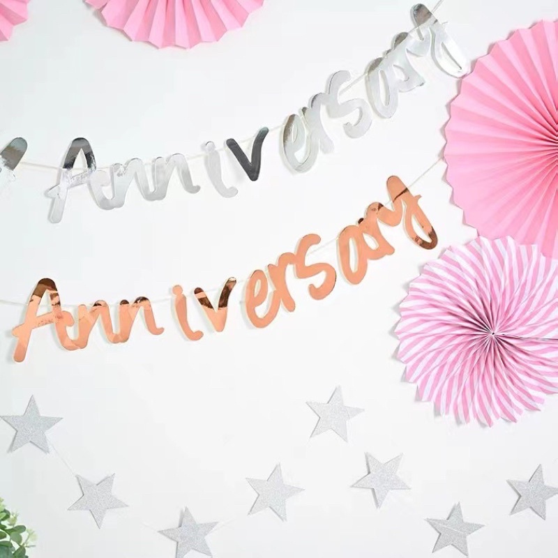 Dây chữ Happy Full Month đầy tháng ép kim trang trí tiệc , dây chữ happy Anniversary kỷ niệm ngày đặc biệt