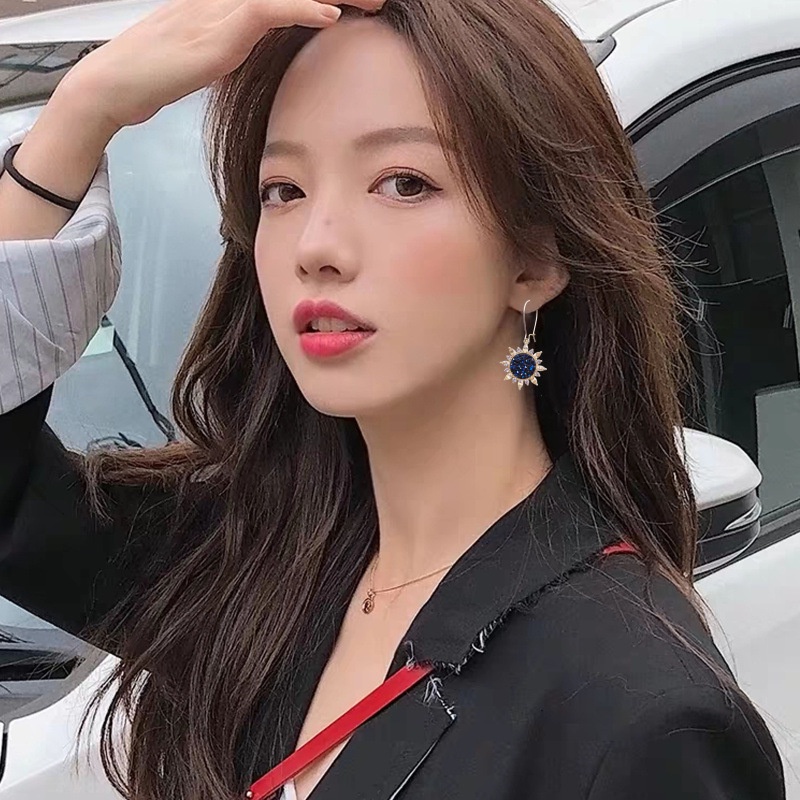 Đôi Khuyên Tai Hình Hoa Hướng Dương Đính Đá Sang Trọng Cho Nữ