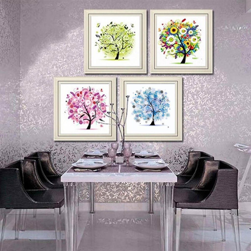 Bộ tranh đính kim cương giả trang trí tự làm 5D 30*30cm hình cây | BigBuy360 - bigbuy360.vn