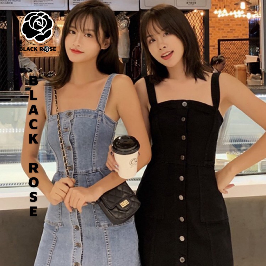 Váy Jean Nữ Xanh Cao Cấp Chữ A BLACK ROSE Váy Đầm Jean Bò Rin Nữ 2 Dây Phong Cách Hàn Quốc - TẤM BOUTIQUE | BigBuy360 - bigbuy360.vn