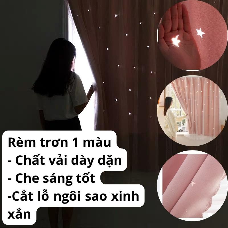 Rèm cửa sổ chống nắng dán tường rèm che phòng ngủ vải 2 lớp treo trang trí